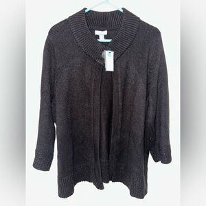 Croft & Barrow Black‎ Cardigan Sz 1X NWT Neck Button Long Sleeve Open Front